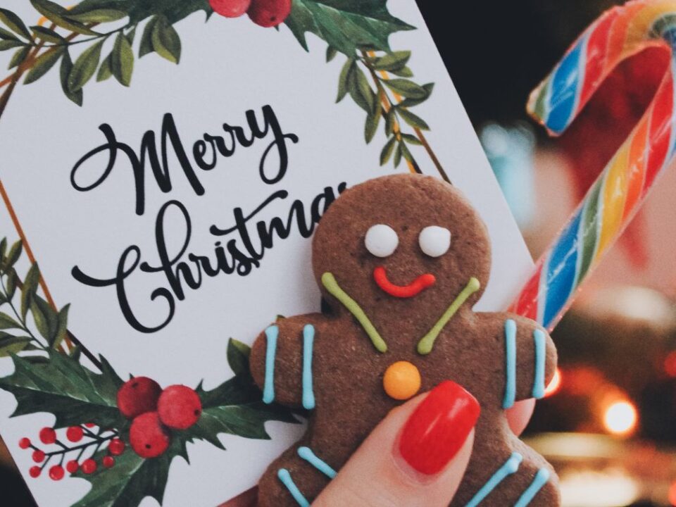 tarjeta y galleta navideña